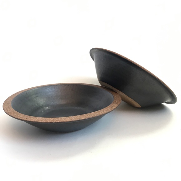 Other - Handmade Pair of Glazed Black Ceramic Small Bowls
